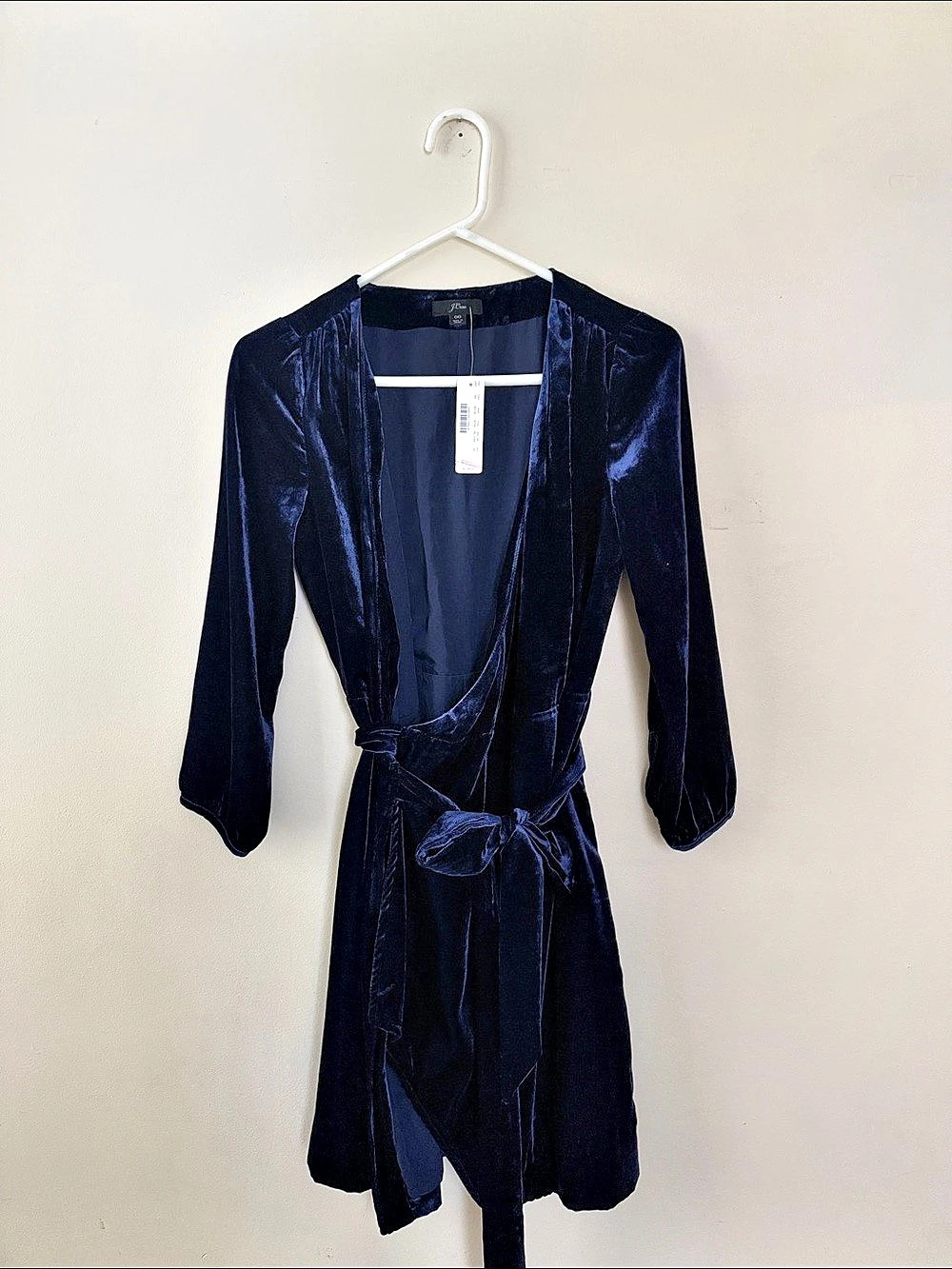 J.Crew Wrap Dress in Drapey Velvet Mini Dress Blue Size 00